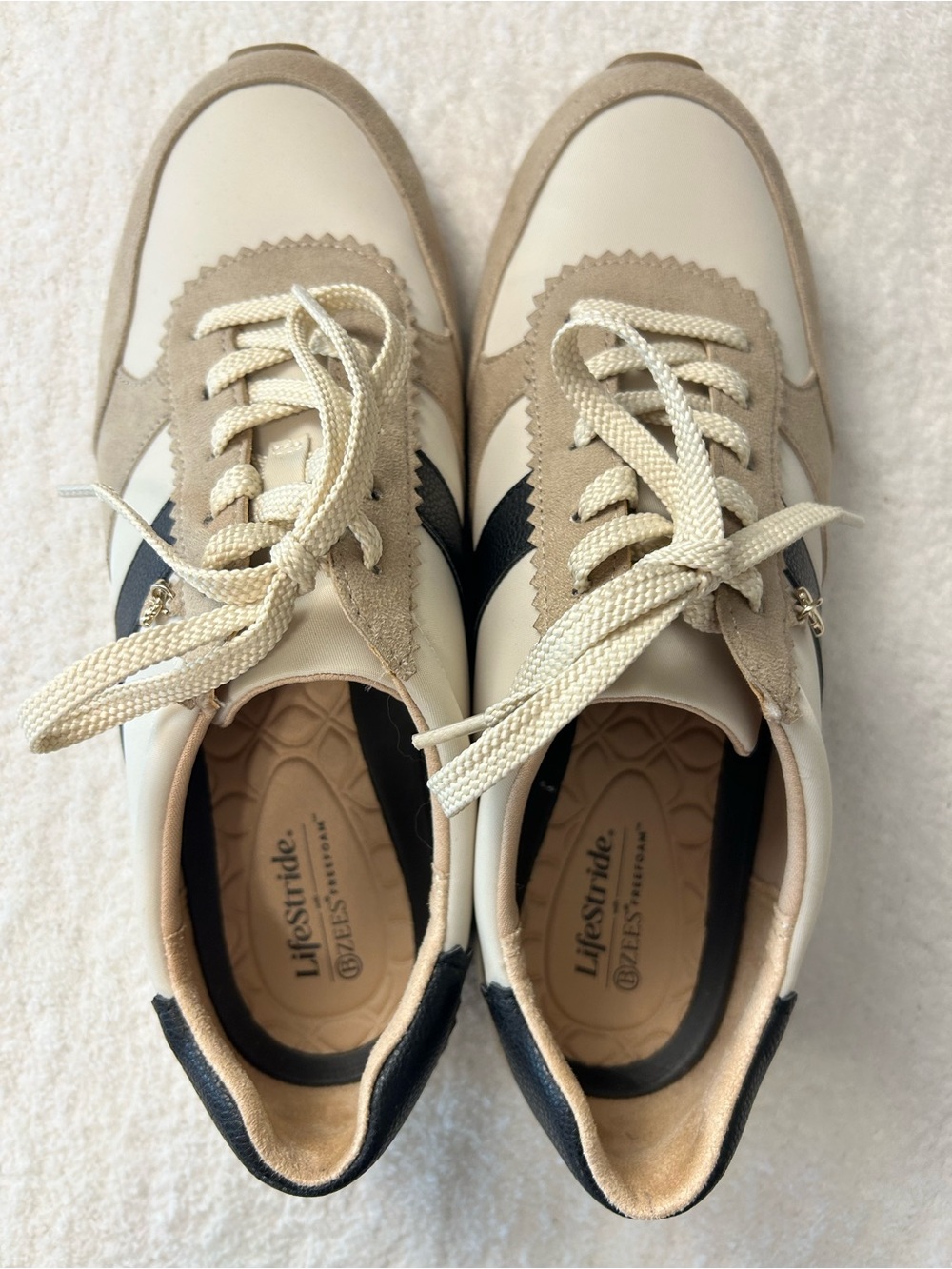 LifeStride Fearless BZees FreeFoam Sneakers Beige Black 9W New Unworn - Picture 6 of 9